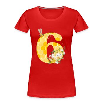 6th Birthday Bee - Women's Premium Organic T-Shirt - red - Front - Mia (176cm)