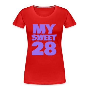 Sucré 28 - T-shirt bio Premium Femme - rouge - Devant - Mia (176cm)