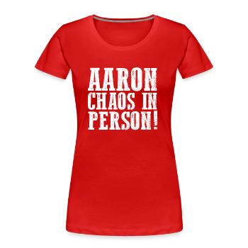 Prénom Aaron - T-shirt bio Premium Femme - rouge - Devant - Mia (176cm)