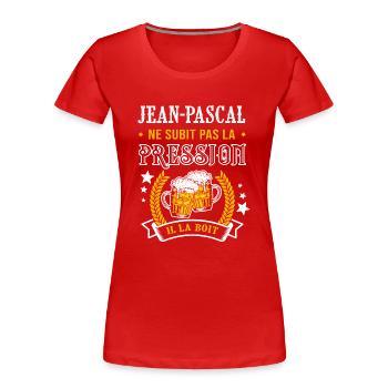 Jean-Pascal bière cadeau jean pascal fêtes - T-shirt bio Premium Femme - rouge - Devant - Mia (176cm)