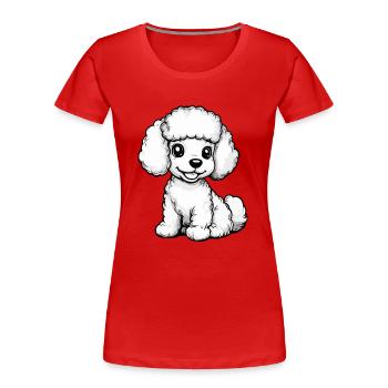 Poodle Hund Comic Niedlich - Frauen Premium Bio T-Shirt - Rot - Vorne - Mia (176cm)