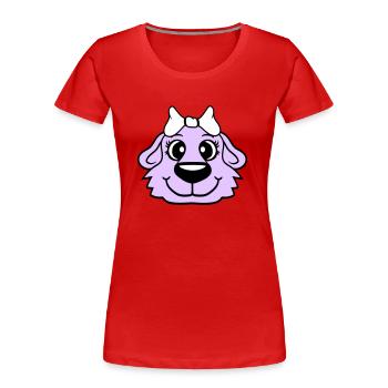 Dog Face Girl Cute Bow Female Woman - Women's Premium Organic T-Shirt - red - Front - Mia (176cm)