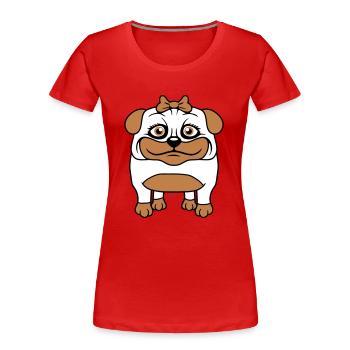 Dog Pug Girl Pretty Bow Woman Female - Women's Premium Organic T-Shirt - red - Front - Mia (176cm)