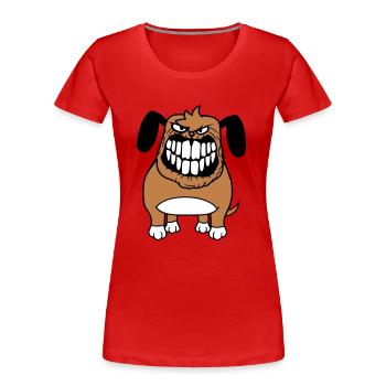 chien monstre méchant dangereux dents sourire sourire - T-shirt bio Premium Femme - rouge - Devant - Mia (176cm)