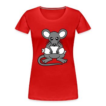 Souris grosse saucisse manger faim saucisse grillades - T-shirt bio Premium Femme - rouge - Devant - Mia (176cm)