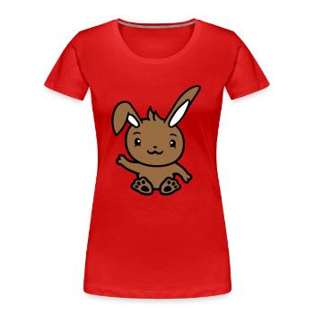 Hase winkt freundlich Begrüßung Hand winken Hallo - Frauen Premium Bio T-Shirt - Rot - Vorne - Mia (176cm)