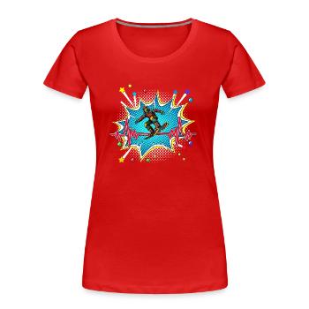 SUP Pop Art Comic Retro Herzschlag - Frauen Premium Bio T-Shirt - Rot - Vorne - Mia (176cm)