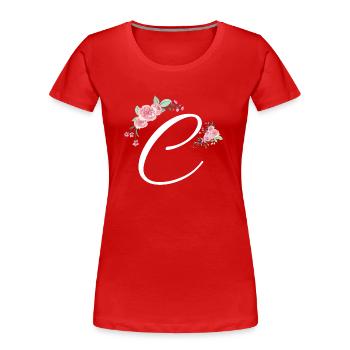 Lettre c fleurs - T-shirt bio Premium Femme - rouge - Devant - Mia (176cm)