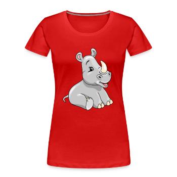 Cartoon sitting smiling baby rhino - Women's Premium Organic T-Shirt - red - Front - Mia (176cm)
