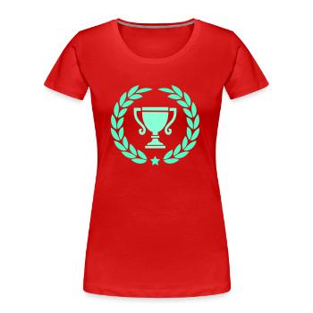 pokal loorbeerkranz 1 - Frauen Premium Bio T-Shirt - Rot - Vorne - Mia (176cm)