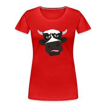 cow115 - Women's Premium Organic T-Shirt - red - Front - Mia (176cm)