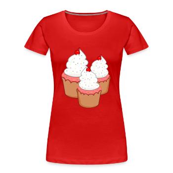 petits gâteaux muffins gâteaux boulangerie pâtisserie gâteau - T-shirt bio Premium Femme - rouge - Devant - Mia (176cm)