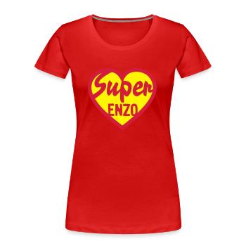 enzo Super Herz Liebe Herz - Frauen Premium Bio T-Shirt - Rot - Vorne - Mia (176cm)