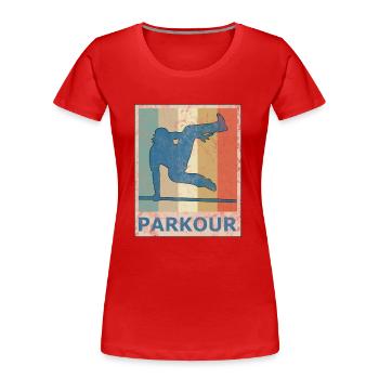 Vintage Retro Style Le Parkour Freerunning Sport - Frauen Premium Bio T-Shirt - Rot - Vorne - Mia (176cm)