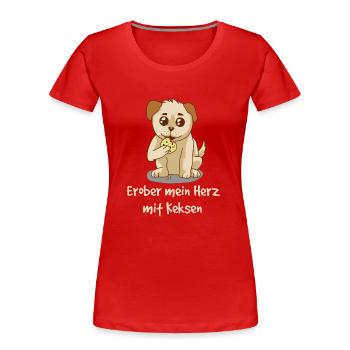 Erober mein Herz mit Keksen <3 Hund Tiere - Frauen Premium Bio T-Shirt - Rot - Vorne - Mia (176cm)