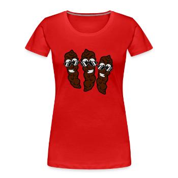 gesichter 3 freunde party team cool gesicht jungs - Frauen Premium Bio T-Shirt - Rot - Vorne - Mia (176cm)