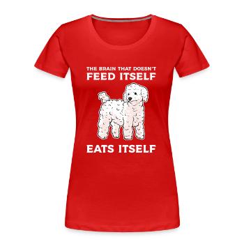 Pudel Hund Zwergpudel Toy Pudel Kleinpudel Welpe - Frauen Premium Bio T-Shirt - Rot - Vorne - Mia (176cm)