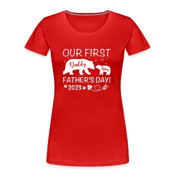 Papa et bébé Première fête des pères - T-shirt bio Premium Femme - rouge - Devant - Mia (176cm)