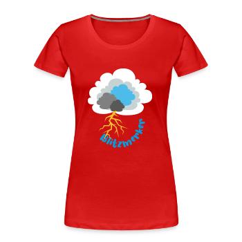Blitz Gewitter Wolke Sturm Meteorologie - Frauen Premium Bio T-Shirt - Rot - Vorne - Mia (176cm)