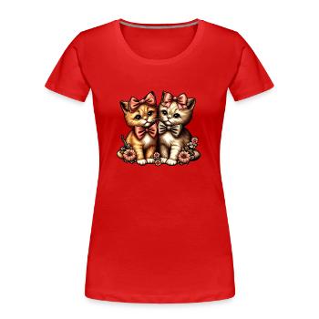 D’adorables chatons en nœud papillon - T-shirt bio Premium Femme - rouge - Devant - Mia (176cm)
