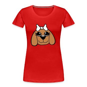 Dog Face Girl Cute Bow Female Woman - Women's Premium Organic T-Shirt - red - Front - Mia (176cm)