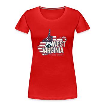 West Virginia Vereinigte Staaten USA Souvenir - Frauen Premium Bio T-Shirt - Rot - Vorne - Mia (176cm)