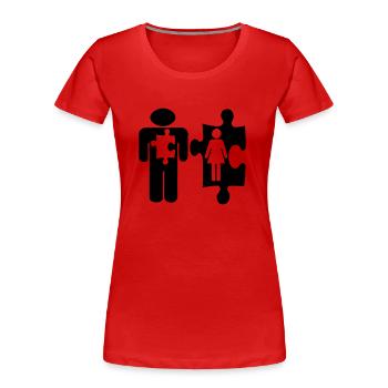 Mississippi Droit - T-shirt bio Premium Femme - rouge - Devant - Mia (176cm)