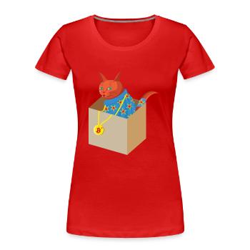Kater Karl in the Box - Frauen Premium Bio T-Shirt - Rot - Vorne - Mia (176cm)