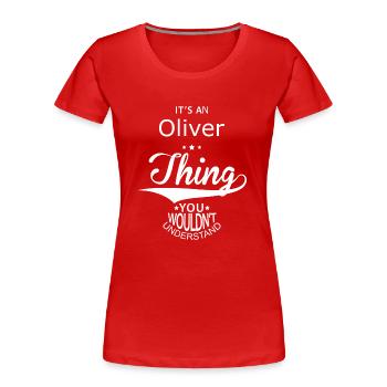 Oliver - Women's Premium Organic T-Shirt - red - Front - Mia (176cm)
