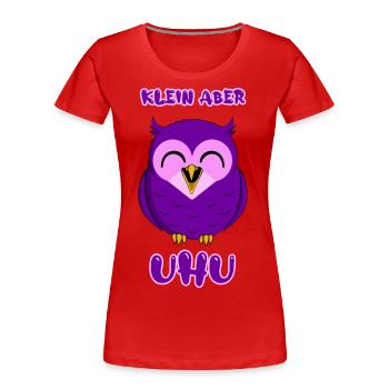 Klein aber Uhu (lila / violett) - Niedliche Eule - Frauen Premium Bio T-Shirt - Rot - Vorne - Mia (176cm)