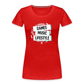Games Music Lifestyle - Frauen Premium Bio T-Shirt - Rot - Vorne - Mia (176cm)
