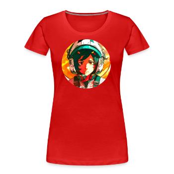 Anime Pilotin - Frauen Premium Bio T-Shirt - Rot - Vorne - Mia (176cm)
