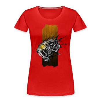 Rugissement de l’enfer : Tigre à dents de sabre avec Y lumineux - T-shirt bio Premium Femme - rouge - Devant - Mia (176cm)