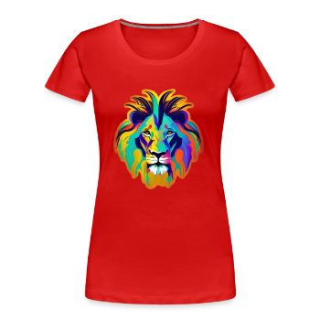 Löwenkopf Pop-Art - Frauen Premium Bio T-Shirt - Rot - Vorne - Mia (176cm)