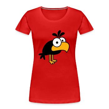Rabe Comic Vogel steht guckt lustig Cartoon Humor - Frauen Premium Bio T-Shirt - Rot - Vorne - Mia (176cm)