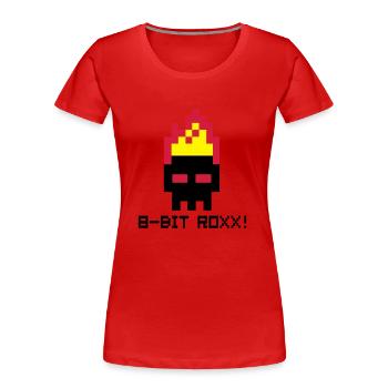 8bit Roxx! - Frauen Premium Bio T-Shirt - Rot - Vorne - Mia (176cm)