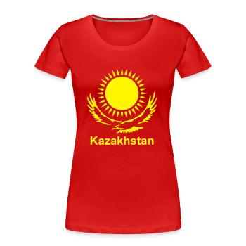 Kasachstan Wappen - Frauen Premium Bio T-Shirt - Rot - Vorne - Mia (176cm)