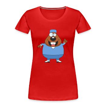 doc32 - T-shirt bio Premium Femme - rouge - Devant - Mia (176cm)