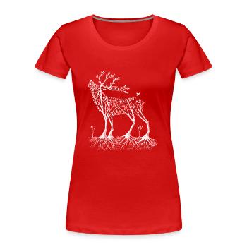 Cerf de forêt en blanc - T-shirt bio Premium Femme - rouge - Devant - Mia (176cm)