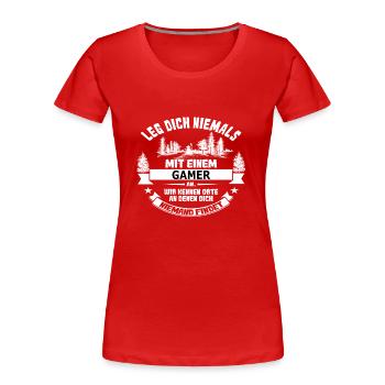gamer - Frauen Premium Bio T-Shirt - Rot - Vorne - Mia (176cm)