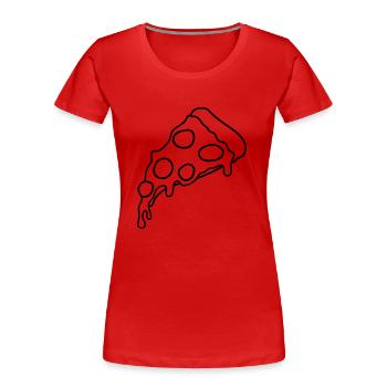 stück salami pizza lecker essen hunger comic carto - Frauen Premium Bio T-Shirt - Rot - Vorne - Mia (176cm)