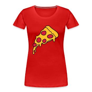 stück salami pizza lecker essen hunger comic carto - Frauen Premium Bio T-Shirt - Rot - Vorne - Mia (176cm)