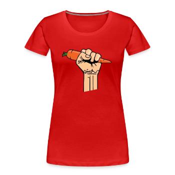 Vegetarian fist carrot carrot of veganism - Women's Premium Organic T-Shirt - red - Front - Mia (176cm)