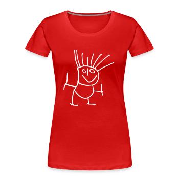 Strichmaennchen Manu weiss - Frauen Premium Bio T-Shirt - Rot - Vorne - Mia (176cm)