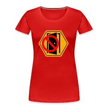 Tuer schliessen bitte | Tür schließen bitte - Frauen Premium Bio T-Shirt - Rot - Vorne - Mia (176cm)