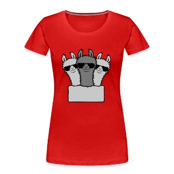 Leeres Schild Lamas Team - Frauen Premium Bio T-Shirt - Rot - Vorne - Mia (176cm)