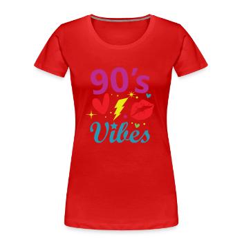 1990iger Sprüche 90s Geschenksidee - Frauen Premium Bio T-Shirt - Rot - Vorne - Mia (176cm)