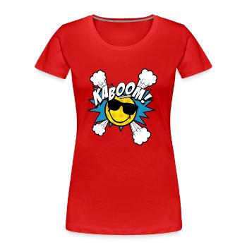 SmileyWorld Kaboom! Smiley Avec Des Lunettes - T-shirt bio Premium Femme - rouge - Devant - Mia (176cm)
