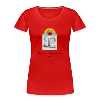 So sahen meine Hausaufgaben aus - Frauen Premium Bio T-Shirt - Rot - Vorne - Mia (176cm)