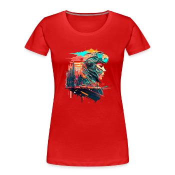 Sci Fi Zukunftsvision in der Dystopie - Frauen Premium Bio T-Shirt - Rot - Vorne - Mia (176cm)